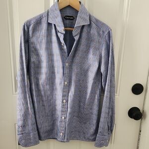 Tom Ford Blue and Black Blouse Tailored Elegance